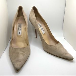Jimmy Choo Shoes Nude Suede Heels Women's EU Size 39 Tan Neutral w/ Flaws Nude